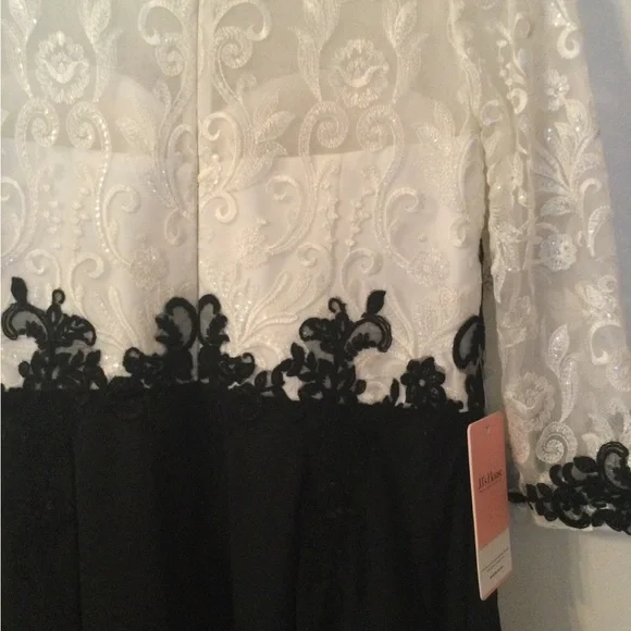 JJs House Black and White Gown with Bateau Neckline - Picture 6 of 14